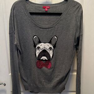 BONGO Gray Sweater with Bulldog Design size L